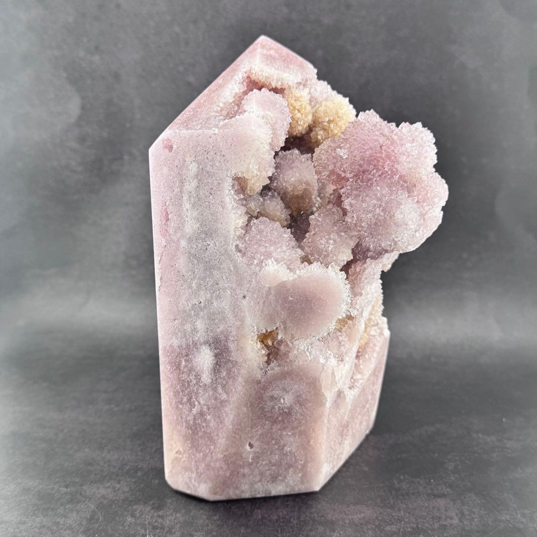 G-164 希少 大型ピンクアメジスト ドゥルージー クォーツ ポイント 原石