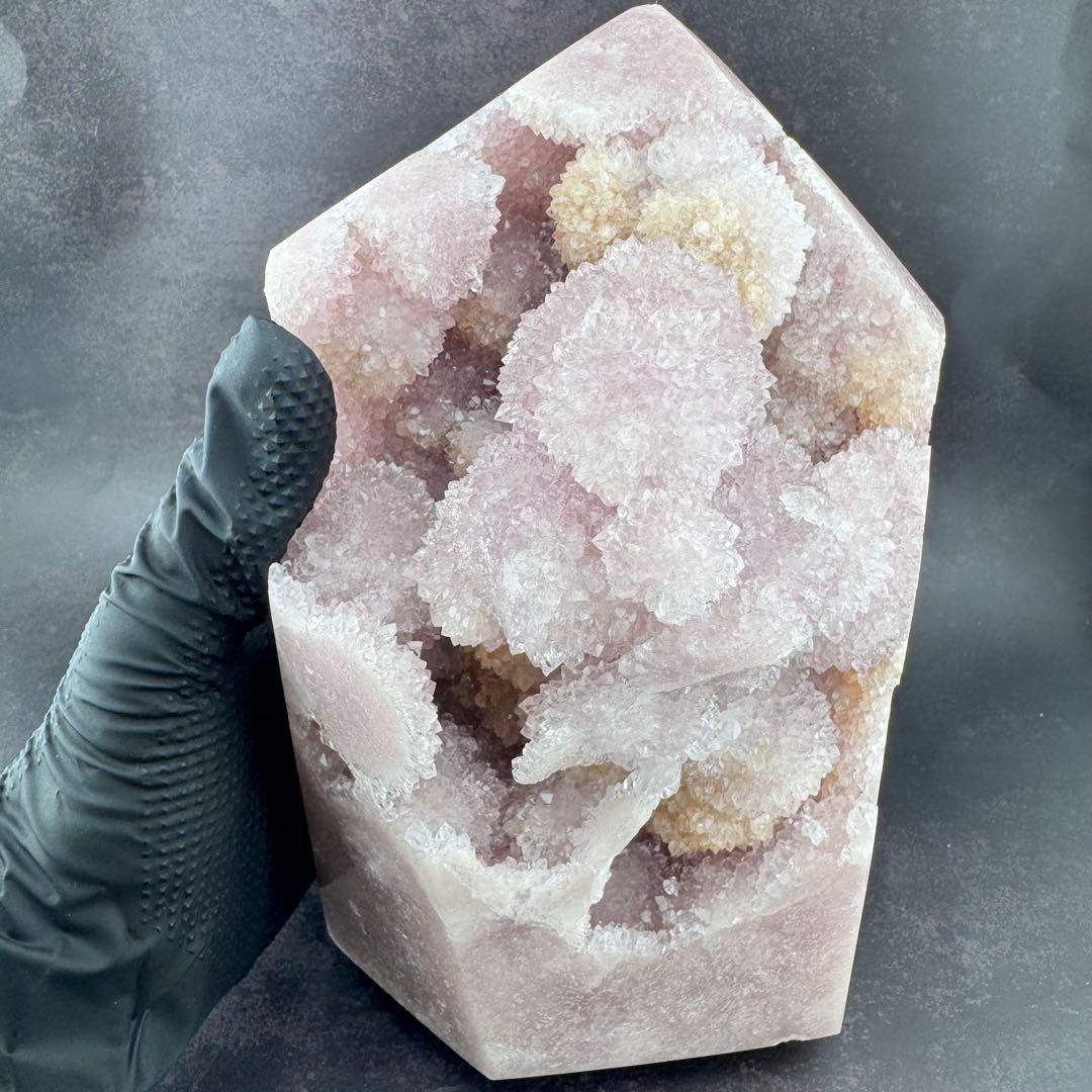 G-164 希少 大型ピンクアメジスト ドゥルージー クォーツ ポイント 原石
