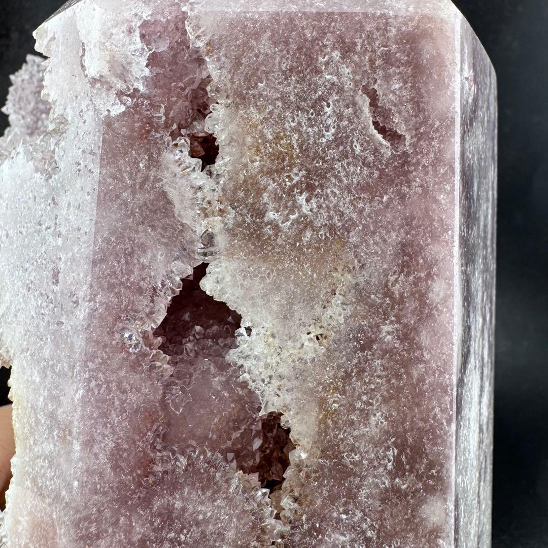 G-164 希少 大型ピンクアメジスト ドゥルージー クォーツ ポイント 原石