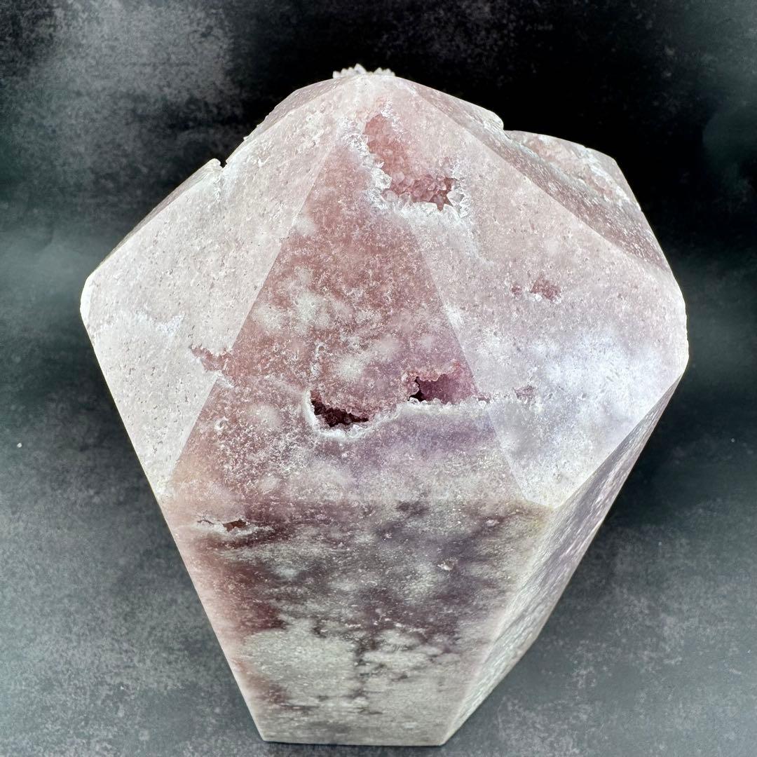 G-164 希少 大型ピンクアメジスト ドゥルージー クォーツ ポイント 原石