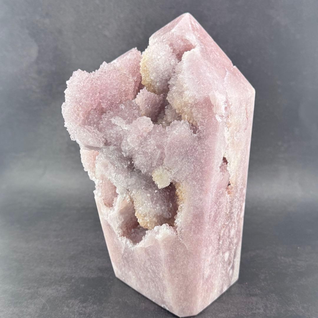 G-164 希少 大型ピンクアメジスト ドゥルージー クォーツ ポイント 原石