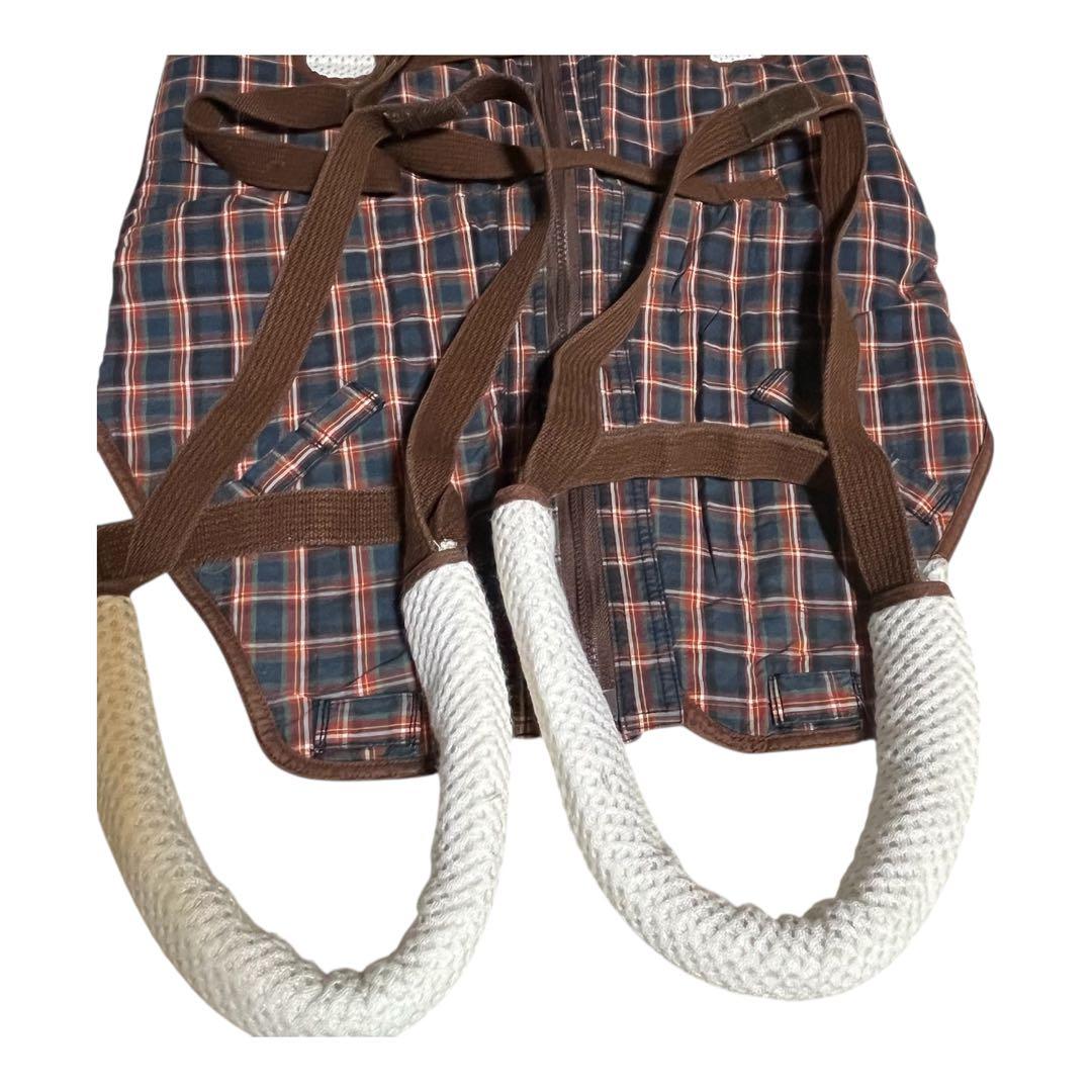 介護用ハーネス 茶色 チェック柄　L