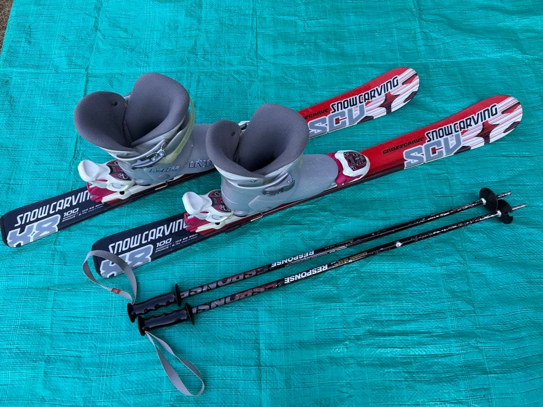 子供用　スキー4点セット　100cm 赤