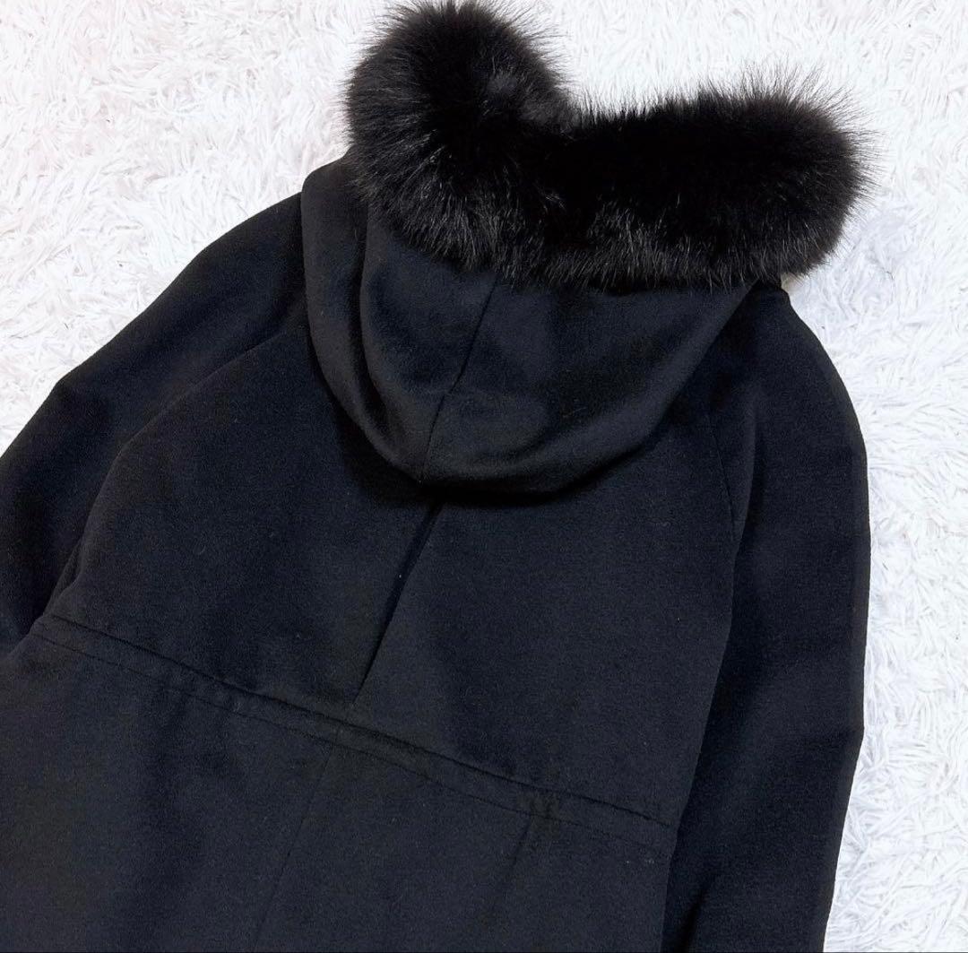 美品 MAX MARA フーデッドコート フォックスファー 42 大きいサイズ