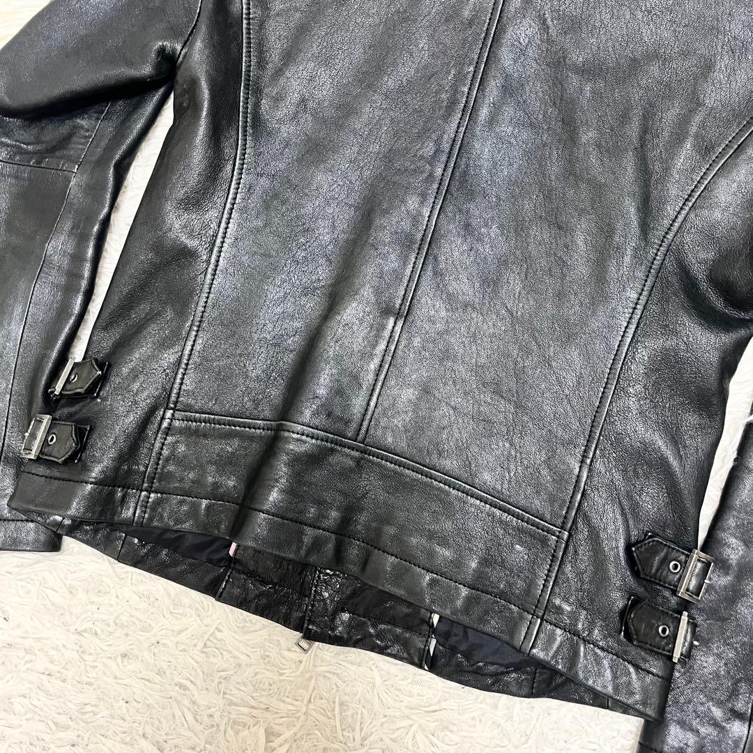 美品✨バーバリーブラックレーベル レザージャケット ダブルライダース 羊革 黒M