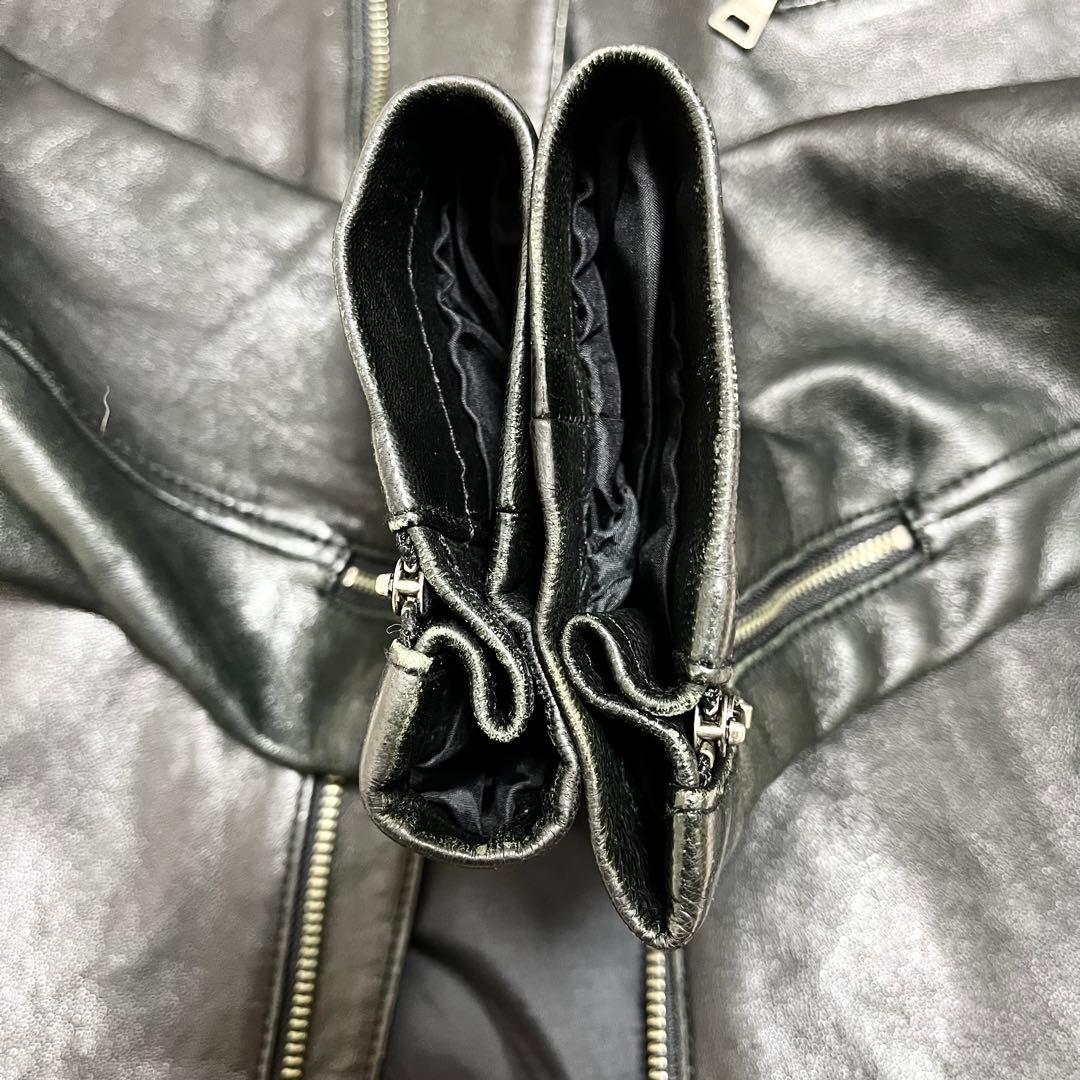 美品✨バーバリーブラックレーベル レザージャケット ダブルライダース 羊革 黒M