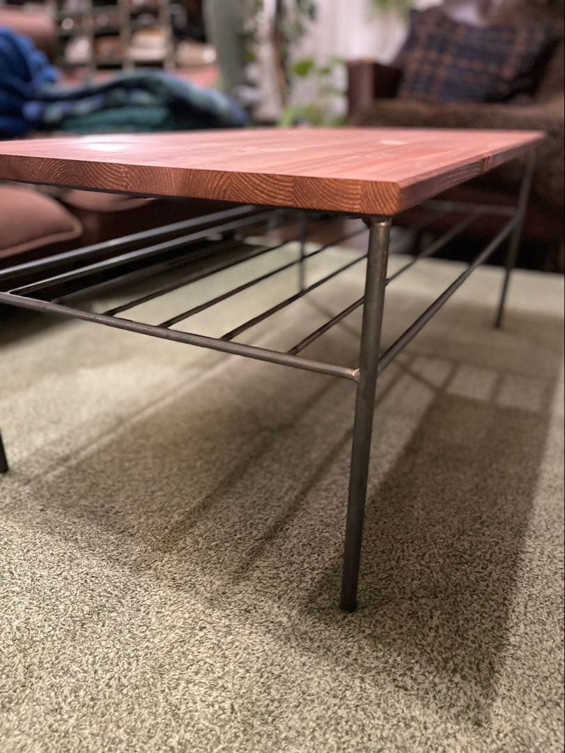 【送料込】　アイアンローテーブル　ハンドメイド　オーダーメイド　男前アイアン家具