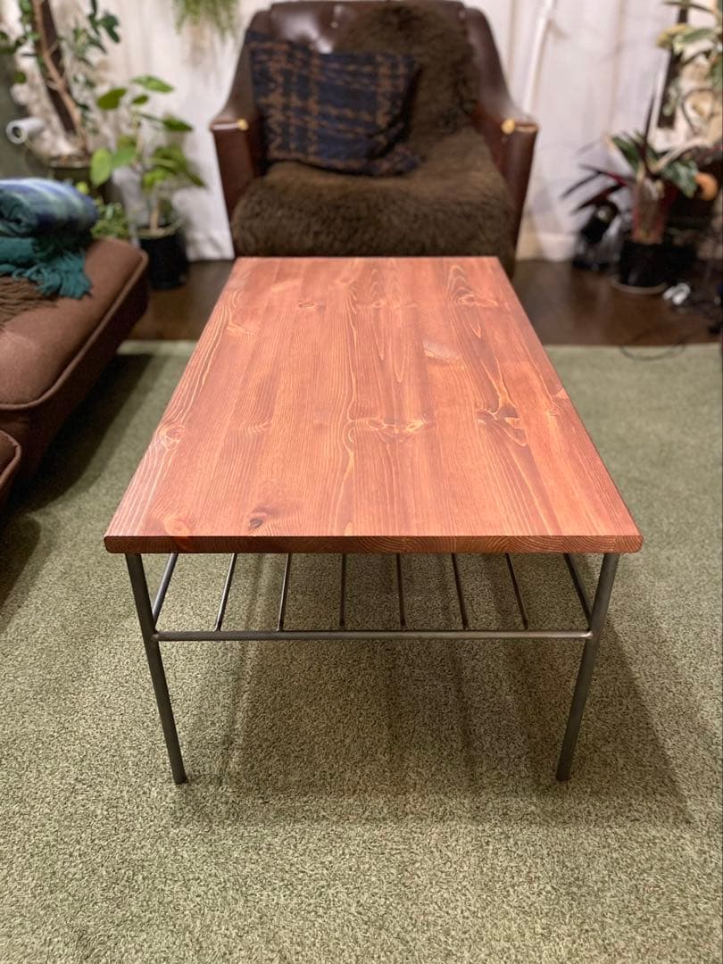 【送料込】　アイアンローテーブル　ハンドメイド　オーダーメイド　男前アイアン家具