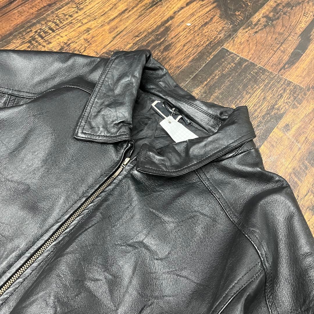 ブラックレザーアウター XXL オーバーサイズ レザージャケット ストリート