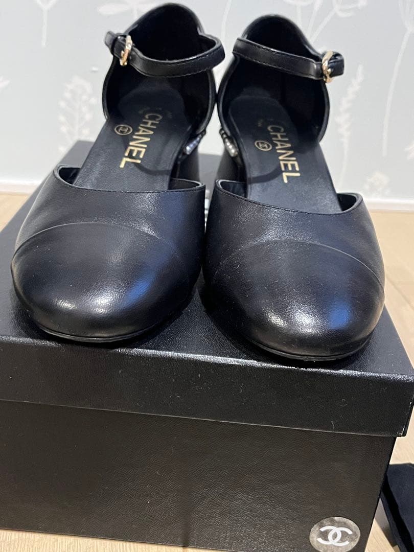 CHANEL 近年モデルパールココマーク　ストラップサンダル　パンプス　36