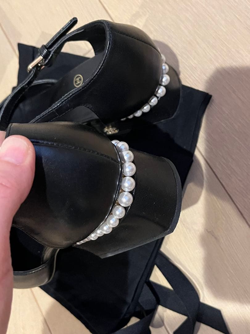 CHANEL 近年モデルパールココマーク　ストラップサンダル　パンプス　36