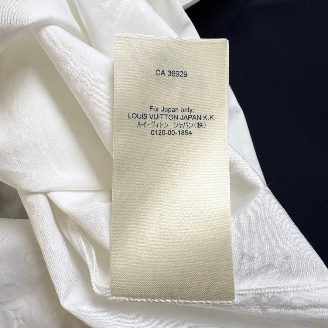 新品タグ付　21SS　ルイヴィトン　シャツ　モノグラム　総柄　フリル　L相当　白