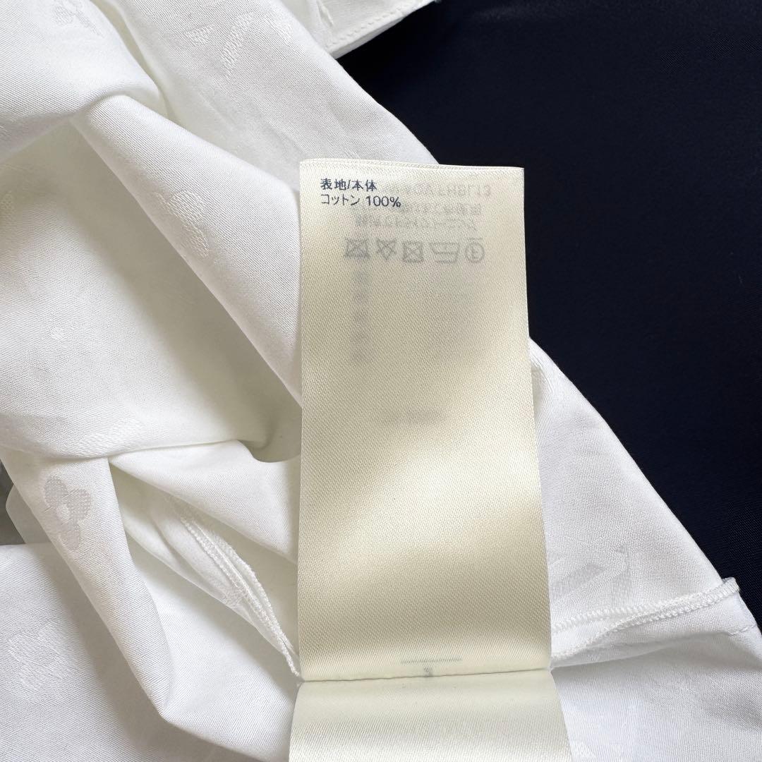 新品タグ付　21SS　ルイヴィトン　シャツ　モノグラム　総柄　フリル　L相当　白