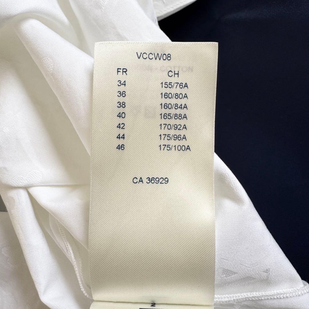 新品タグ付　21SS　ルイヴィトン　シャツ　モノグラム　総柄　フリル　L相当　白