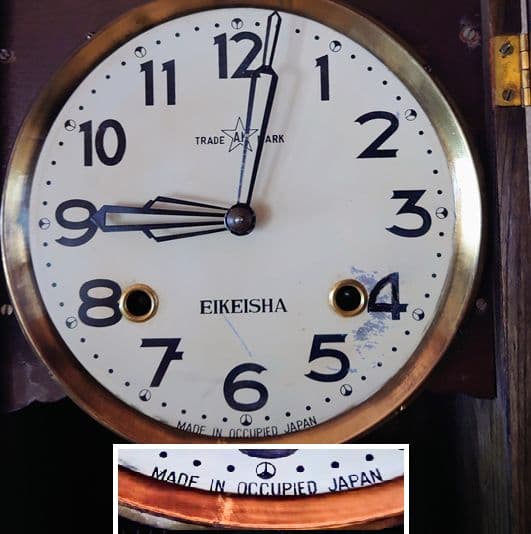 〈完動・美品〉栄計舎　OCCUPIED JAPAN　本打式宮型ゼンマイ振り子時計