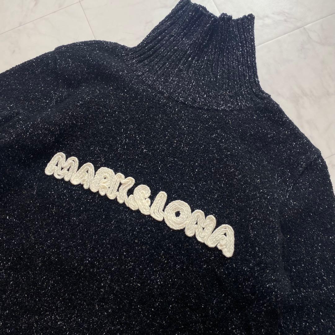 美品✨マークアンドロナ　スカル　刺繍ビッグロゴ　ハイネックニット　黒