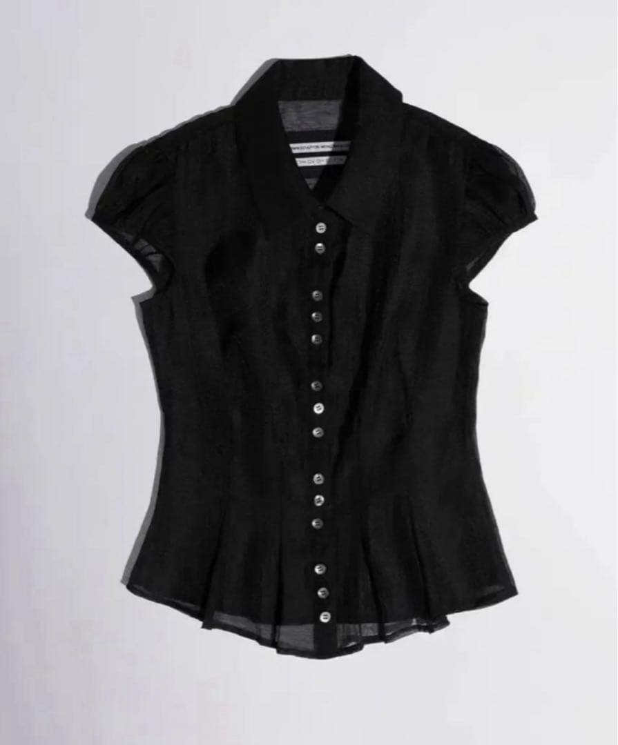 Sculptor Sheer Pleated Hem Blouse ブラック