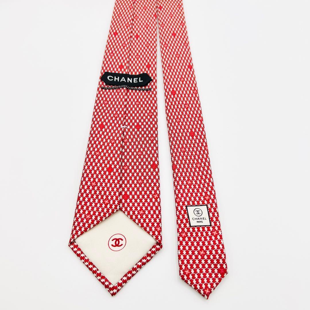 ✨美品✨CHANEL ココマーク　チェーン　桜　サクラ　高級シルク　ネクタイ