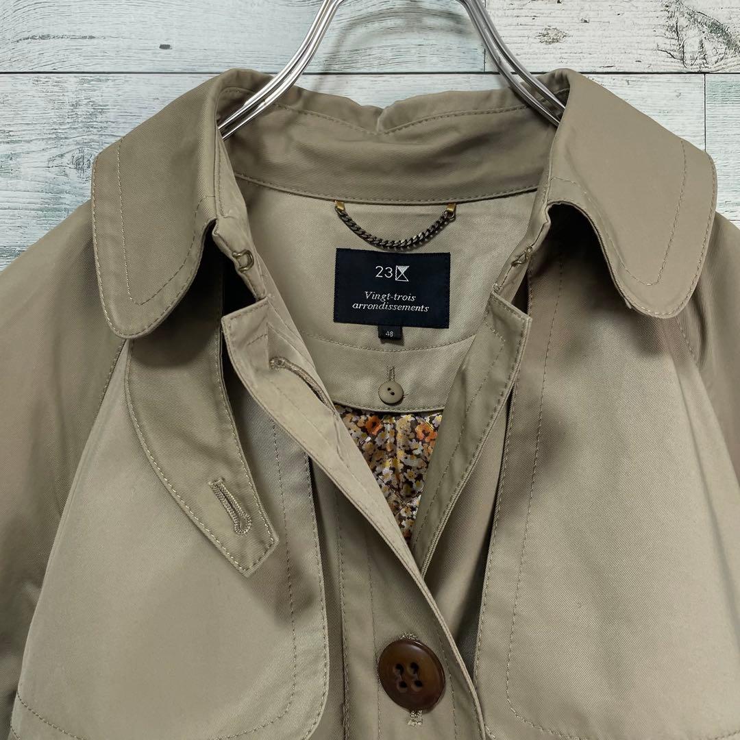 ☆大きいサイズ・5L☆23区 フラワー柄ライナー付きトレンチコート　美品　48