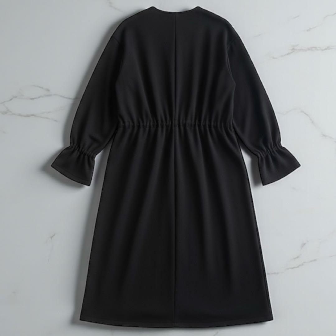 グレースコンチネンタル ポンチフレアコート ノーカラー ロングコート ブラック