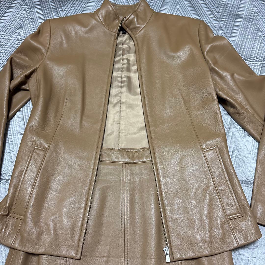 美品✨カルバンクライン レザー （羊皮）ジャケット スカート セット