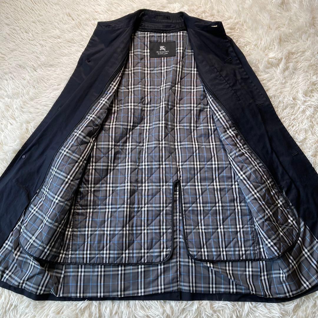 バーバリーブラックレーベル 2way ステンカラーコート ノバチェックライナー付