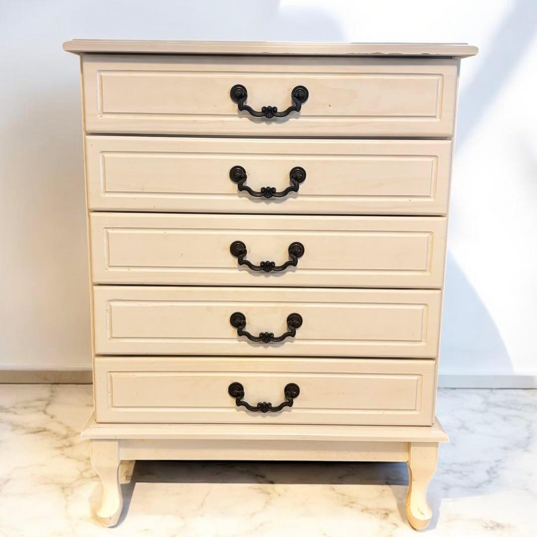 ロマンティックプリンセス 4段チェスト 姫家具 アンティーク ロココ ホワイト