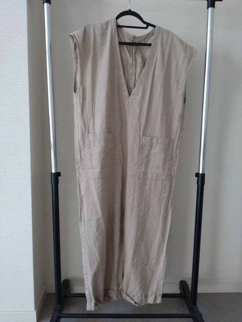 ネストローブ【UpcycleLino】オールインワン　サロペット　ベージュ