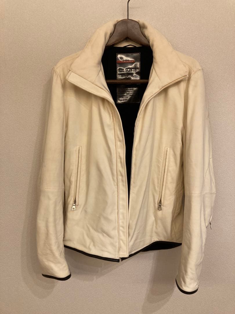 PRADA プラダ　ホワイトシングルライダースジャケット