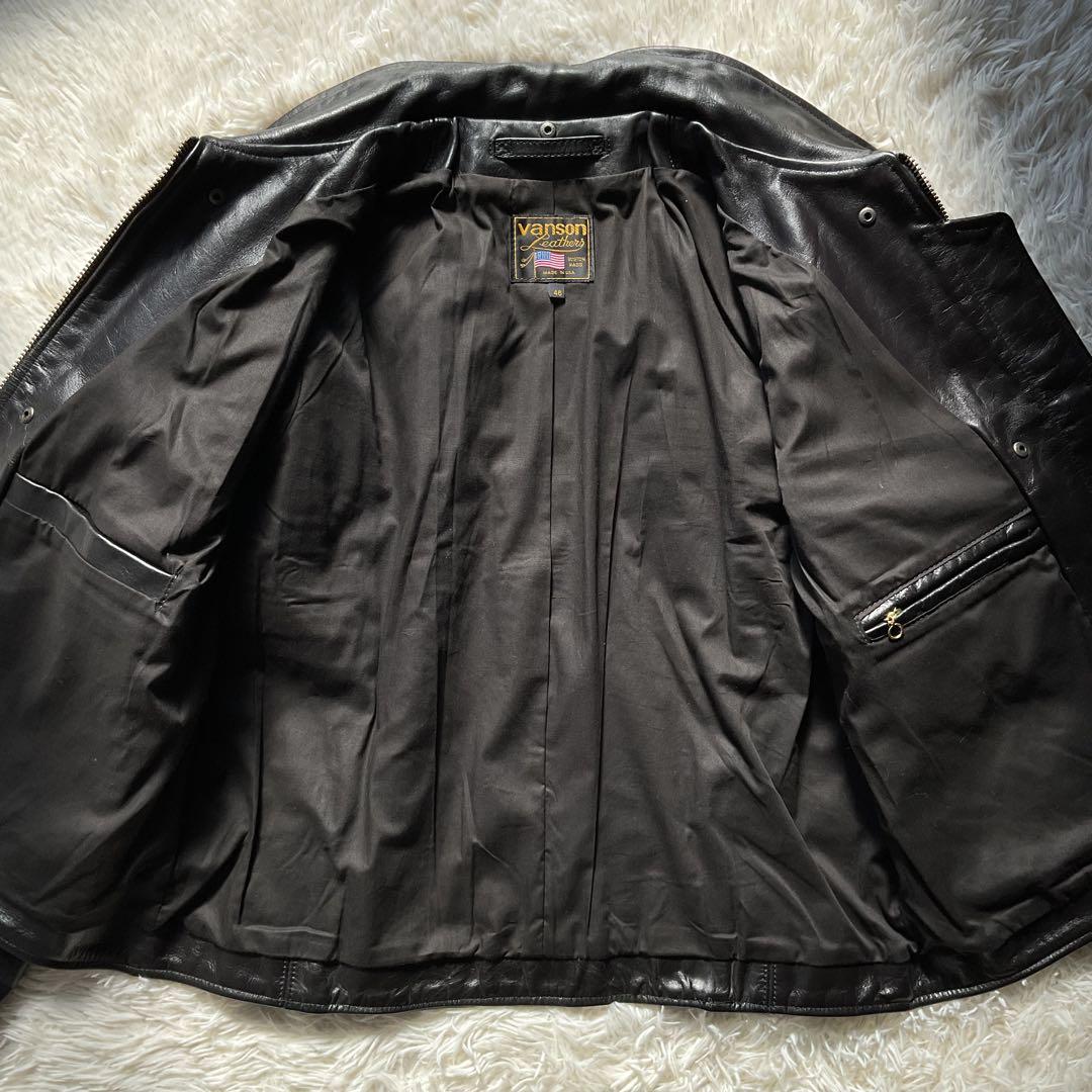美品✨VANSON エンフィールド　レザージャケット　シングルライダース　46
