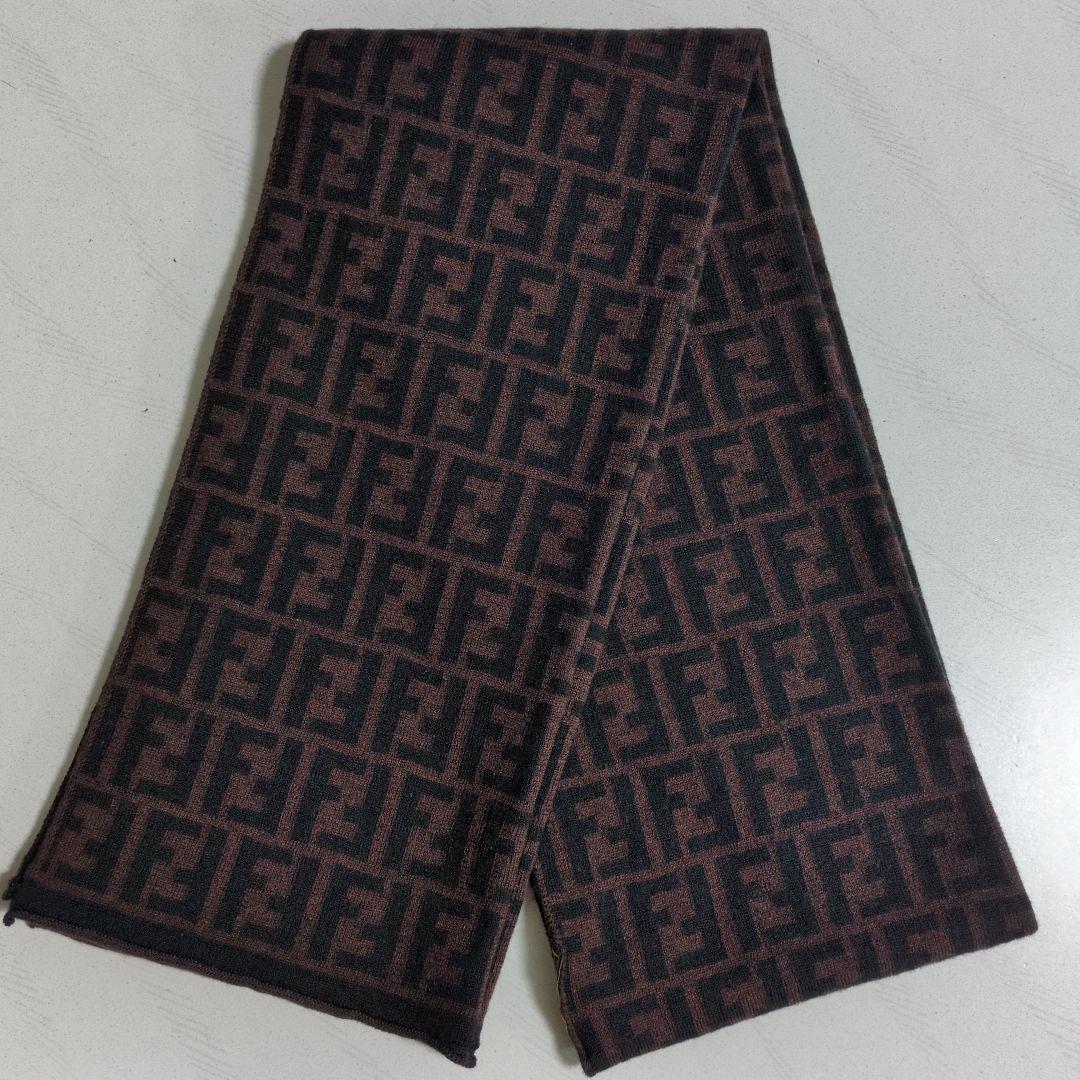 FENDI ズッカ柄 マフラー ストール 総柄 ウール100%