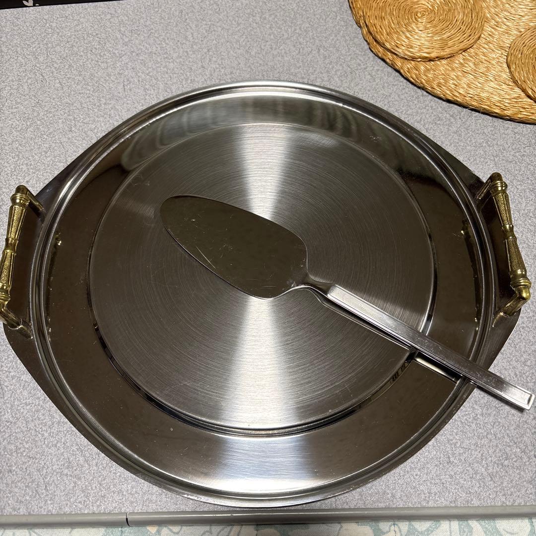 ステンレスサービングトレイとコースターセット