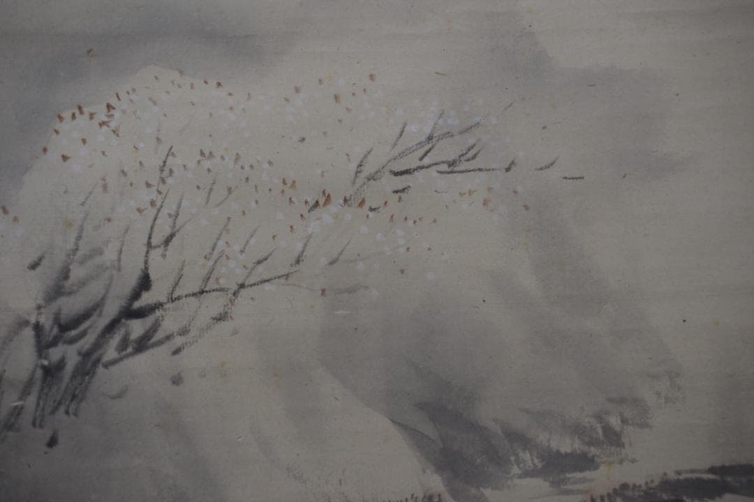 【真作】岸竹堂/春景嵐山図/桜花山水図/掛軸☆宝船☆Y-920　JM