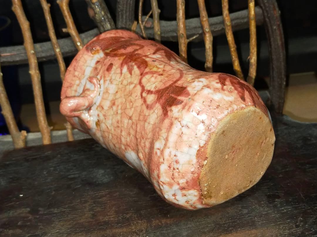 ♥志野　花器　桐箱付き　２　花瓶　掛花入れ　骨董品　アンティーク