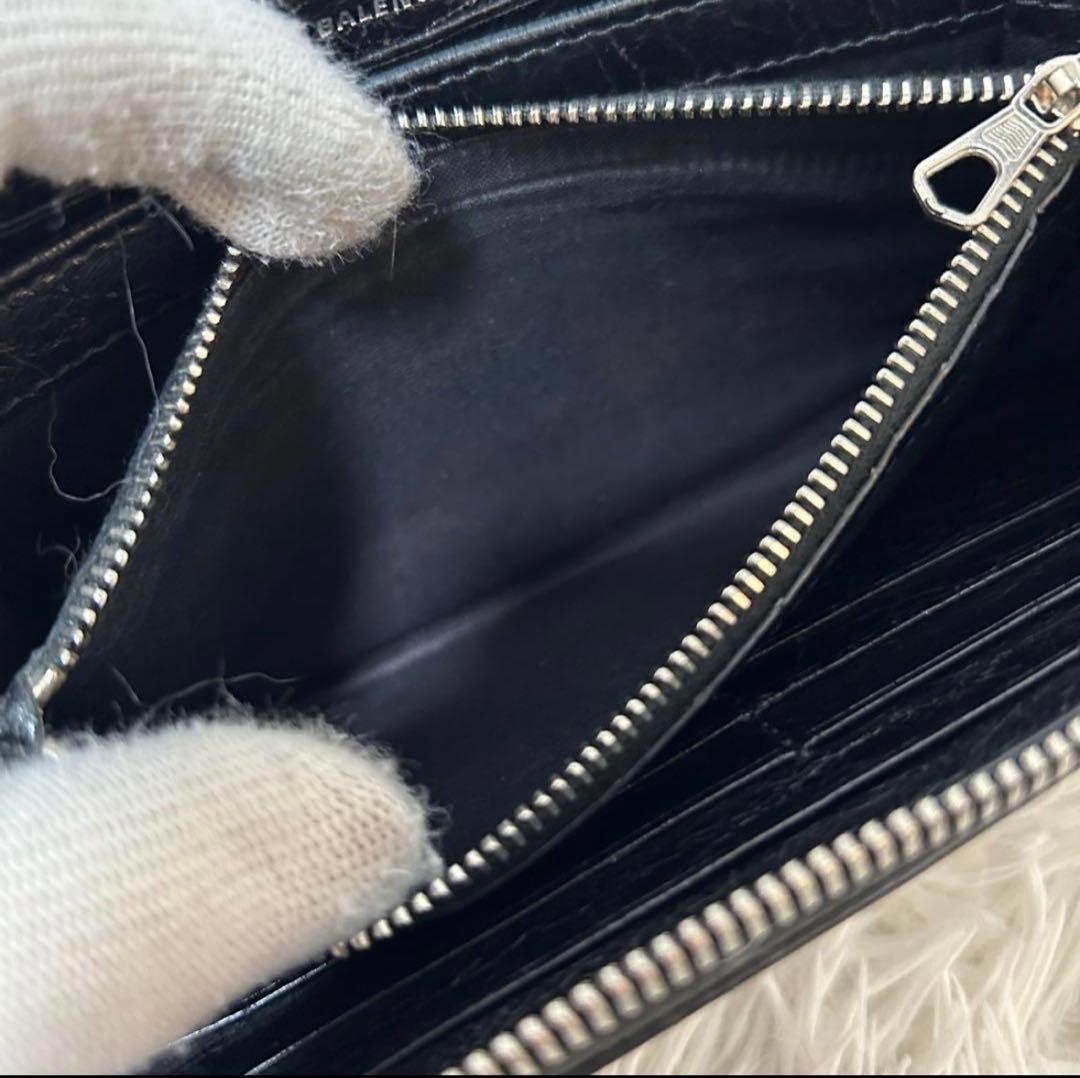 美品✨エッセンシャル】バレンシアガ　ラウンドジップ　レザー　ブラック