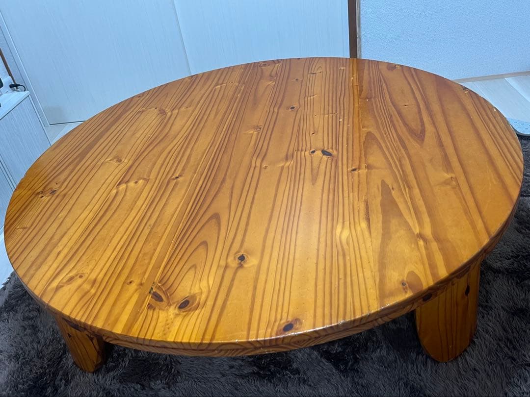円形　大きめ　大きい　ちゃぶ台　テーブル　木製座卓 ナチュラルウッド