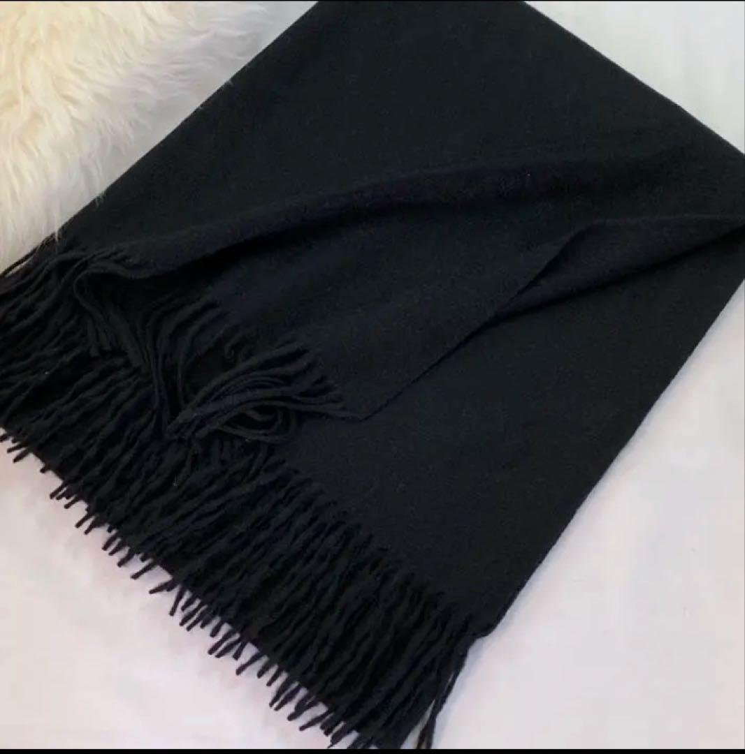 極上カシミヤ100%☆大判 ストール☆ ブラック×杢ブラウン