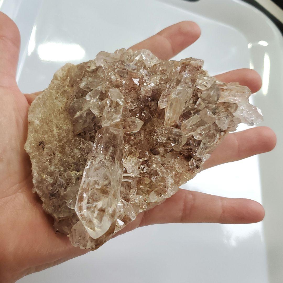 希少色！ピンクマニカラン水晶　クラスター　キラキラ