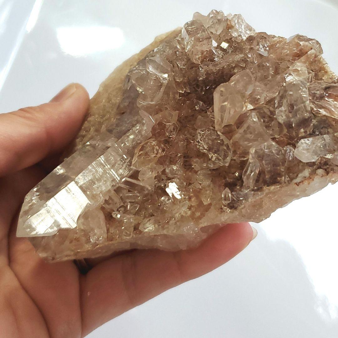 希少色！ピンクマニカラン水晶　クラスター　キラキラ