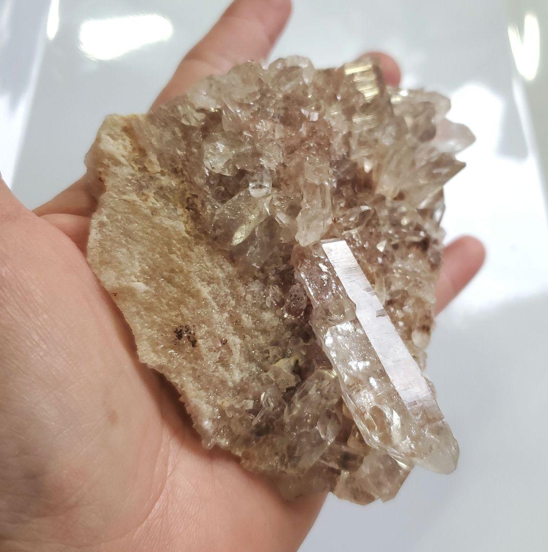 希少色！ピンクマニカラン水晶　クラスター　キラキラ