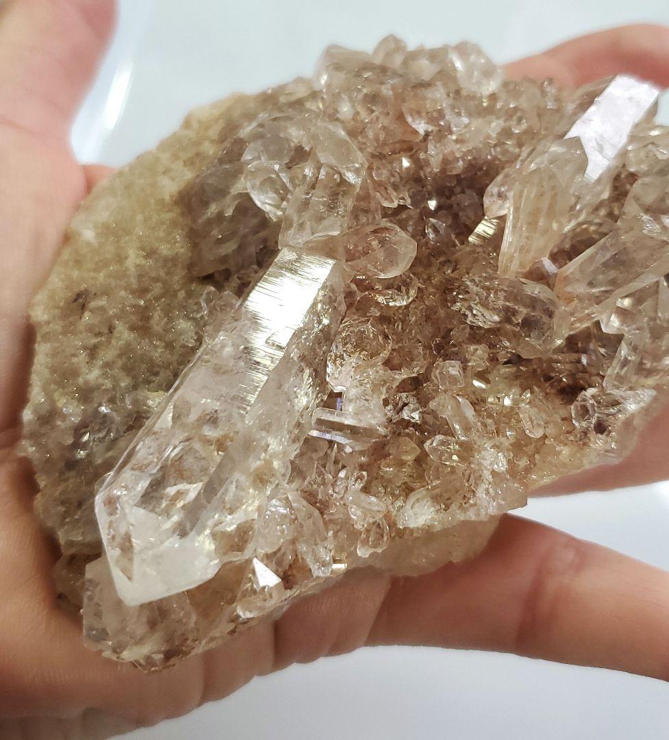 希少色！ピンクマニカラン水晶　クラスター　キラキラ