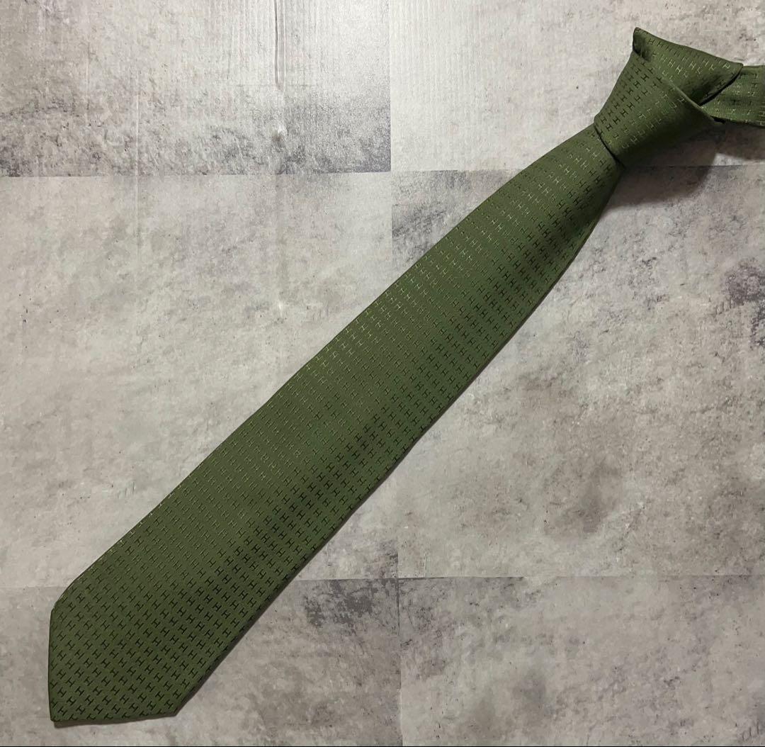 HERMES ネクタイ ハイブランド ファソネ カーキ