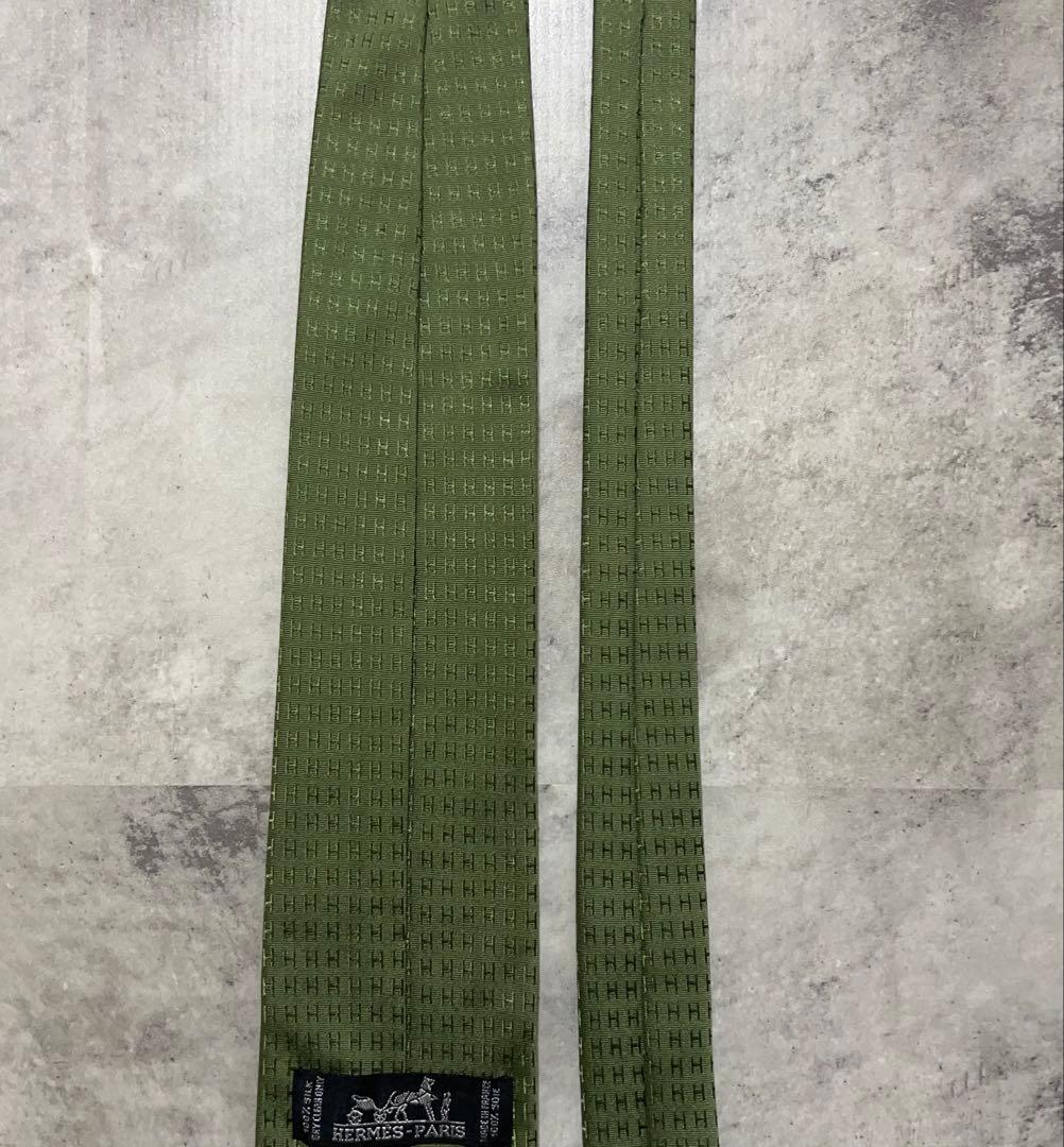 HERMES ネクタイ ハイブランド ファソネ カーキ