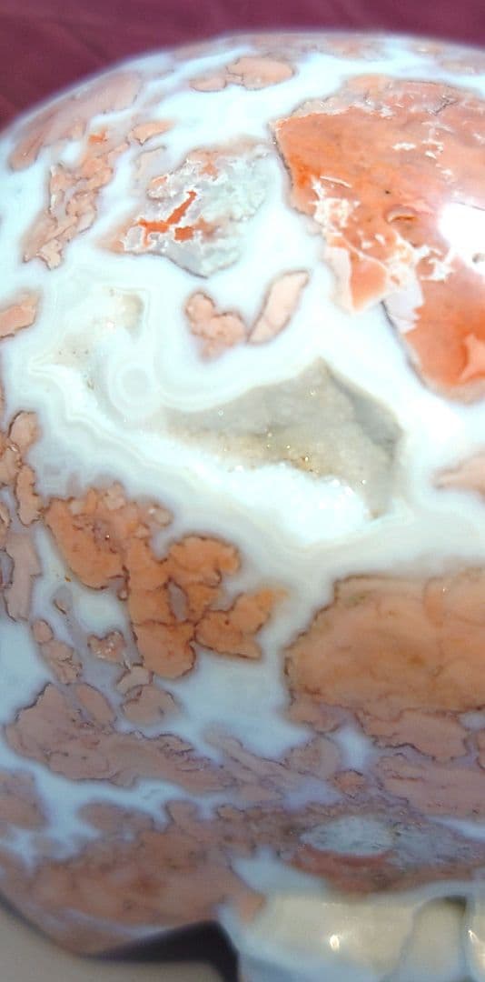 【激レア✿1点物】ピンクアゲート(桜瑪瑙)のジオード入りスカル