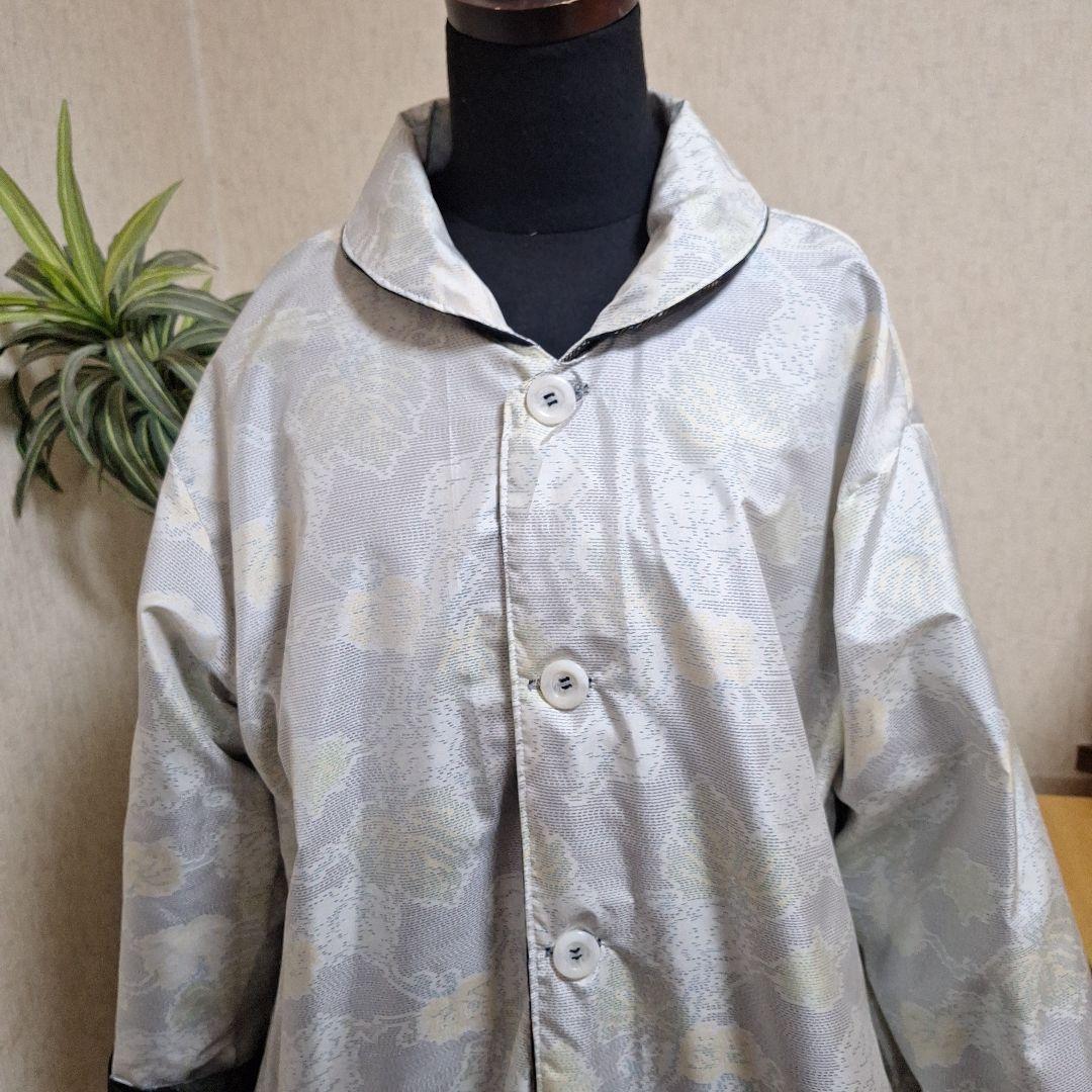 着物リメイク　リバーシブルコート　白大島紬×黒大島紬　モノトーン