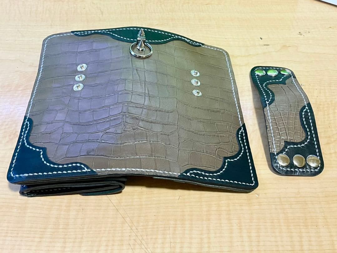 長財財布☆牛本皮・クロコ調★【新品】★