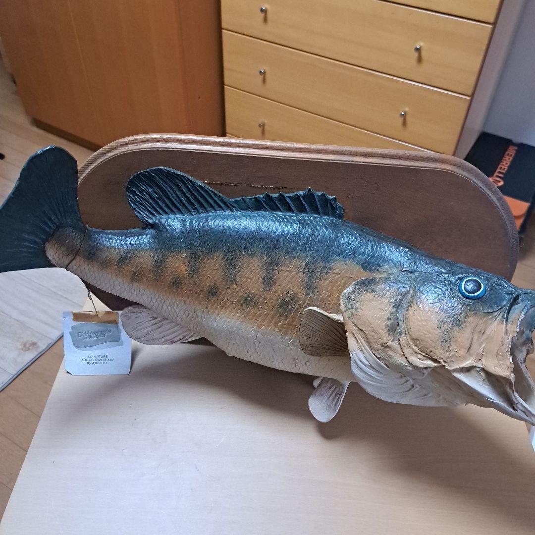 ㊼ブラックバス 壁掛け レプリカ 釣り 石膏 ラージマウス