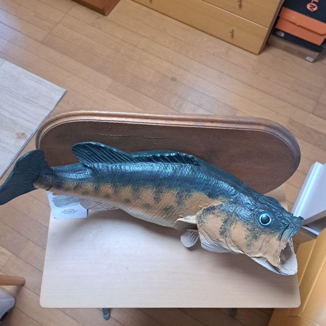 ㊼ブラックバス 壁掛け レプリカ 釣り 石膏 ラージマウス
