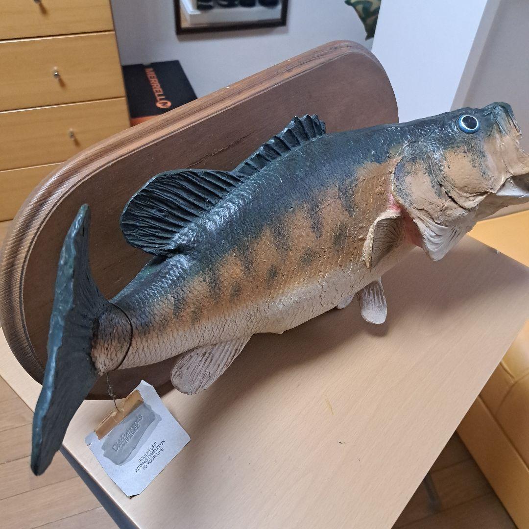 ㊼ブラックバス 壁掛け レプリカ 釣り 石膏 ラージマウス