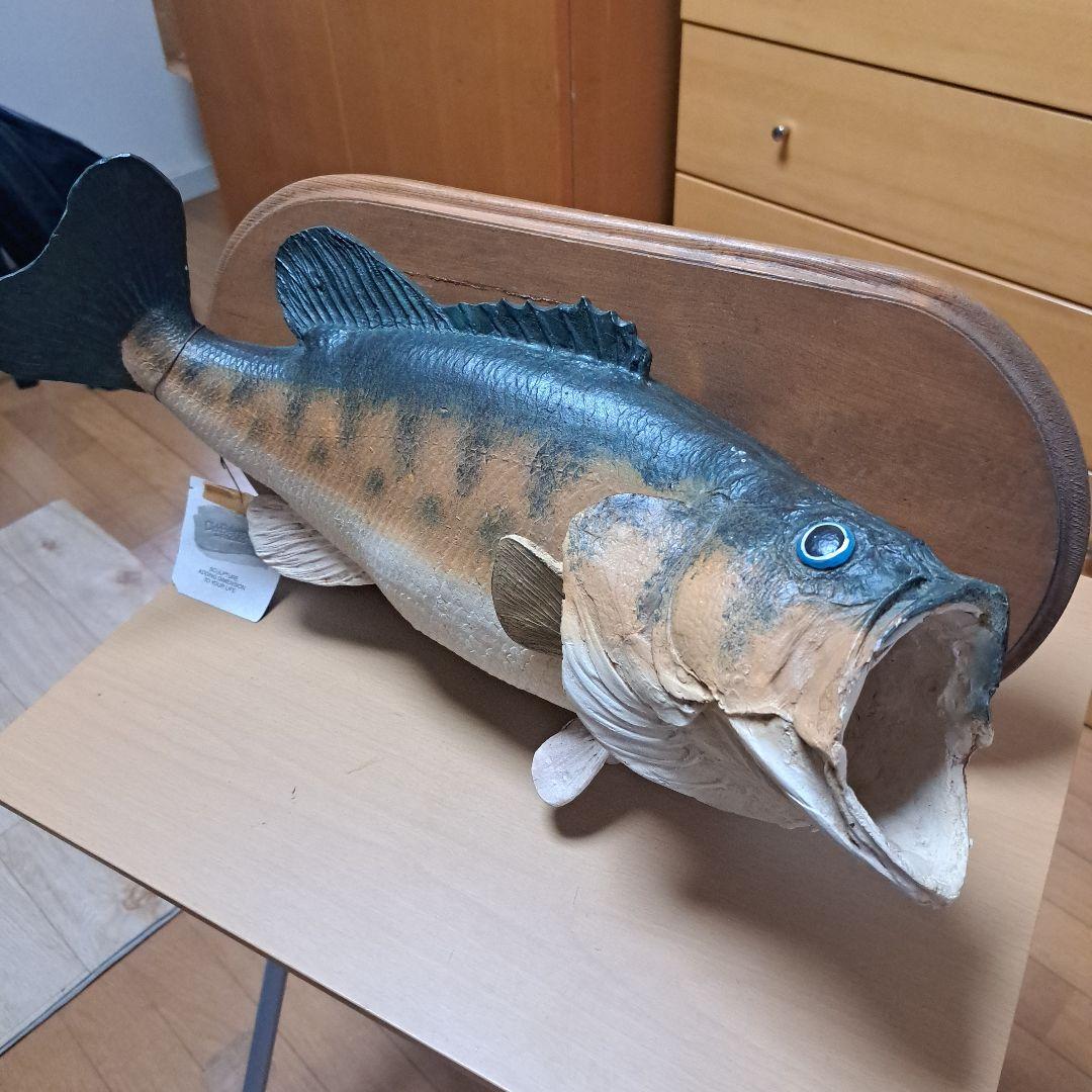 ㊼ブラックバス 壁掛け レプリカ 釣り 石膏 ラージマウス
